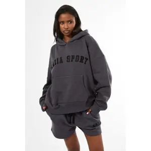 Kaiia Sport Oversized Hoodie Dark Grey & Black