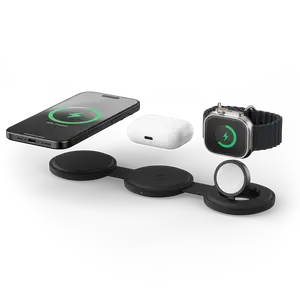 Satechi OntheGo 3-in-1 Wireless Charger - Qi2 15W Fast Charging for iPhone, 5W Apple Watch & AirPods, Foldable Travel