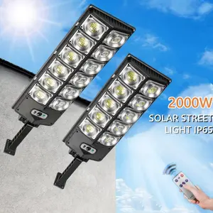 2000W Solar Lights Outdoor IP65 Waterproof with Motion Sensor & Remote  Daylight White LED Beads for Parking Lot Yard Garden Super Bright 504pcs 5730 LEDs  Lifespan No Electricity Bill 10000mAh Battery 8-20 Hours Operation 3 Lighting Modes Smart Control D