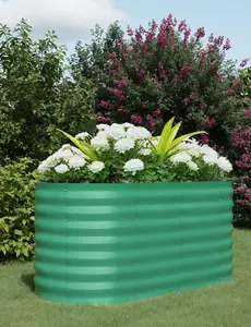 4x2x2 ft Galvanized Raised Garden Bed - 24 in Tall Metal Planter Box for Vegetables, Flowers, Herbs, Rust-Resistant Outdoor Garden Box, Easy Assembly Raised Beds for Gardening, Green, Raised Garden Beds