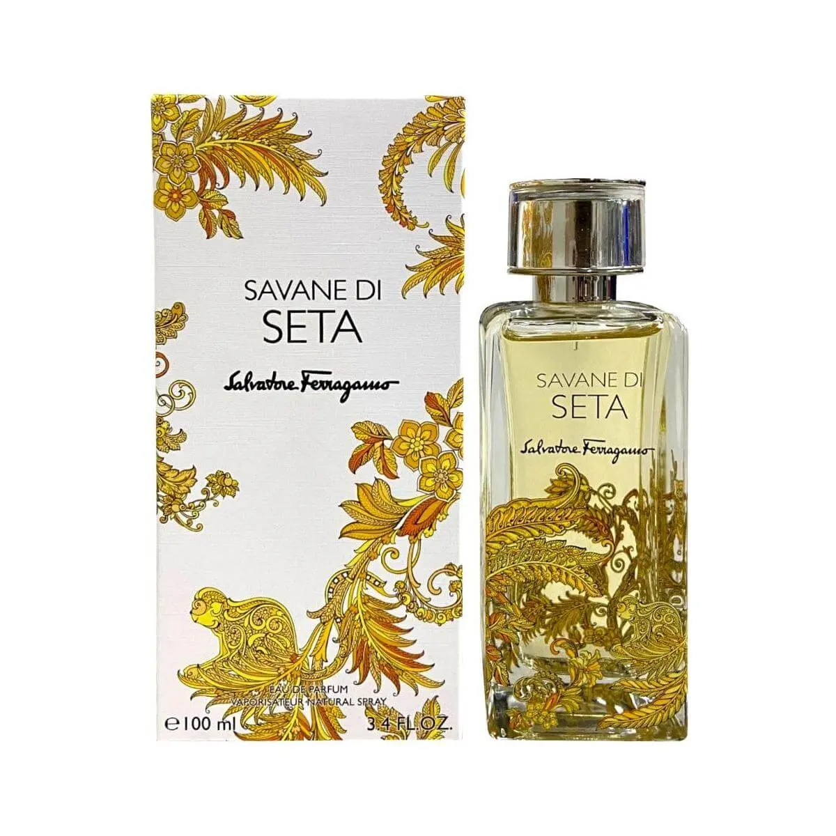 SALVATORE FERRAGAMO Savane di Seta Eau de Parfum - Unisex Aromatic Woody Spiced Fragrance with Carrot Seeds, Sandalwood Notes, 3.4 fl oz, Unisex Wear, Signature Scent, Liquid, Edp, Spicy, Luxury Scent Unisex Fragrance