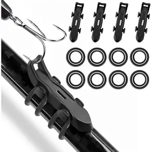 Hook Keeper for Fishing Rod, [4Pcs] Magnetic Fishing Hook Keeper, HK2F Fishing Bait Holder with 2 Sizes Rubber Rings, Fishing Hook Holder Quick Installation