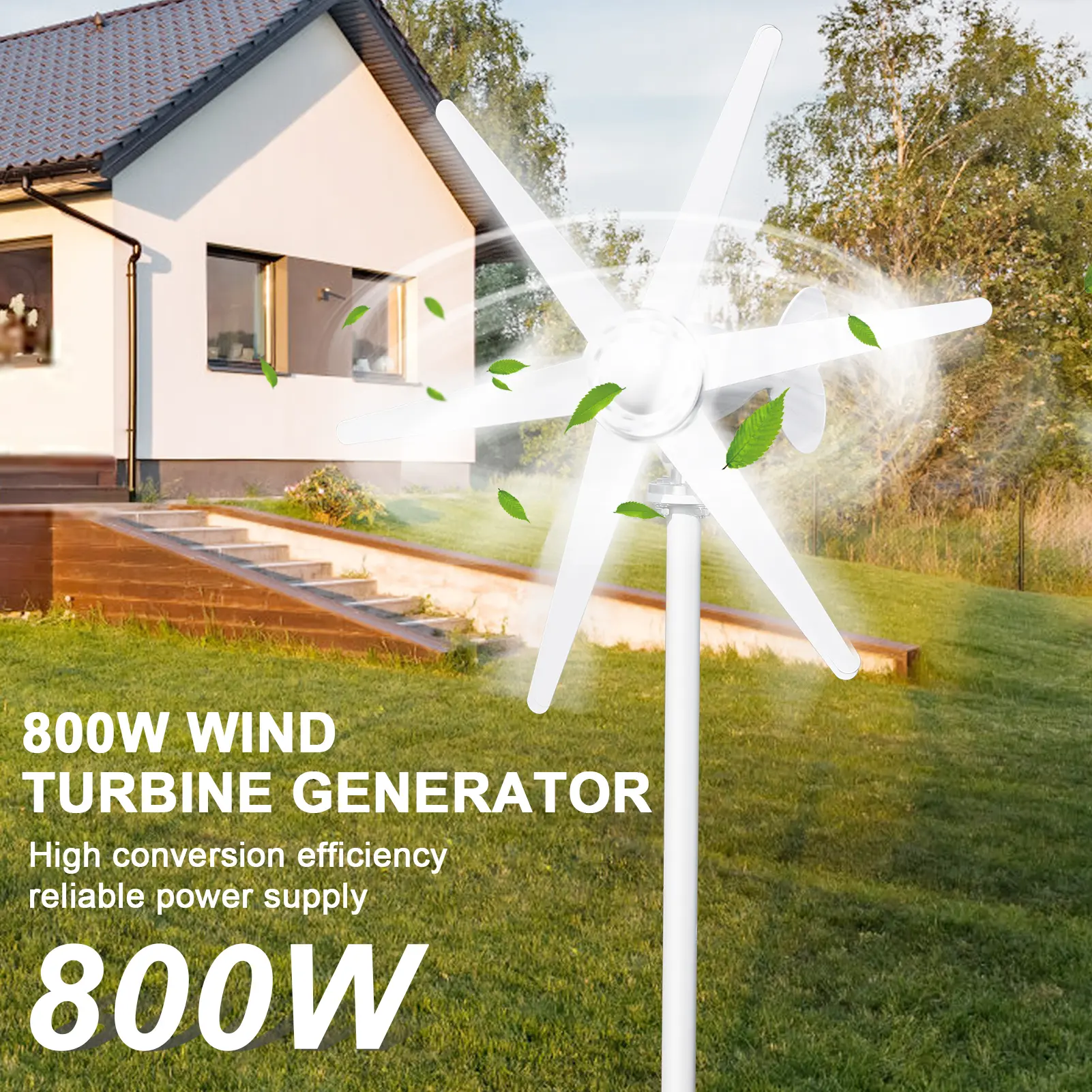 800W 12V/24V Wind Turbines Generator, 6-Blade Fan Wind Turbines Generator Kit, Electromagnetic Electricity Producer Equipment
