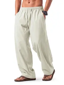 Menswear Unisex Ultra-Lightweight Summer Pants - Casual Fashion Bottoms, Flow Fit, Breathable, Drawstring Waist for Beach Vacation, Lounge fathersdaygift