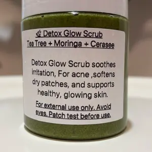 ByouDiva Detox Glow Scrub Tea Tree Moringa Cerasee For Face & Body 100% Natural Soothes Irritation Softens Dry Patches