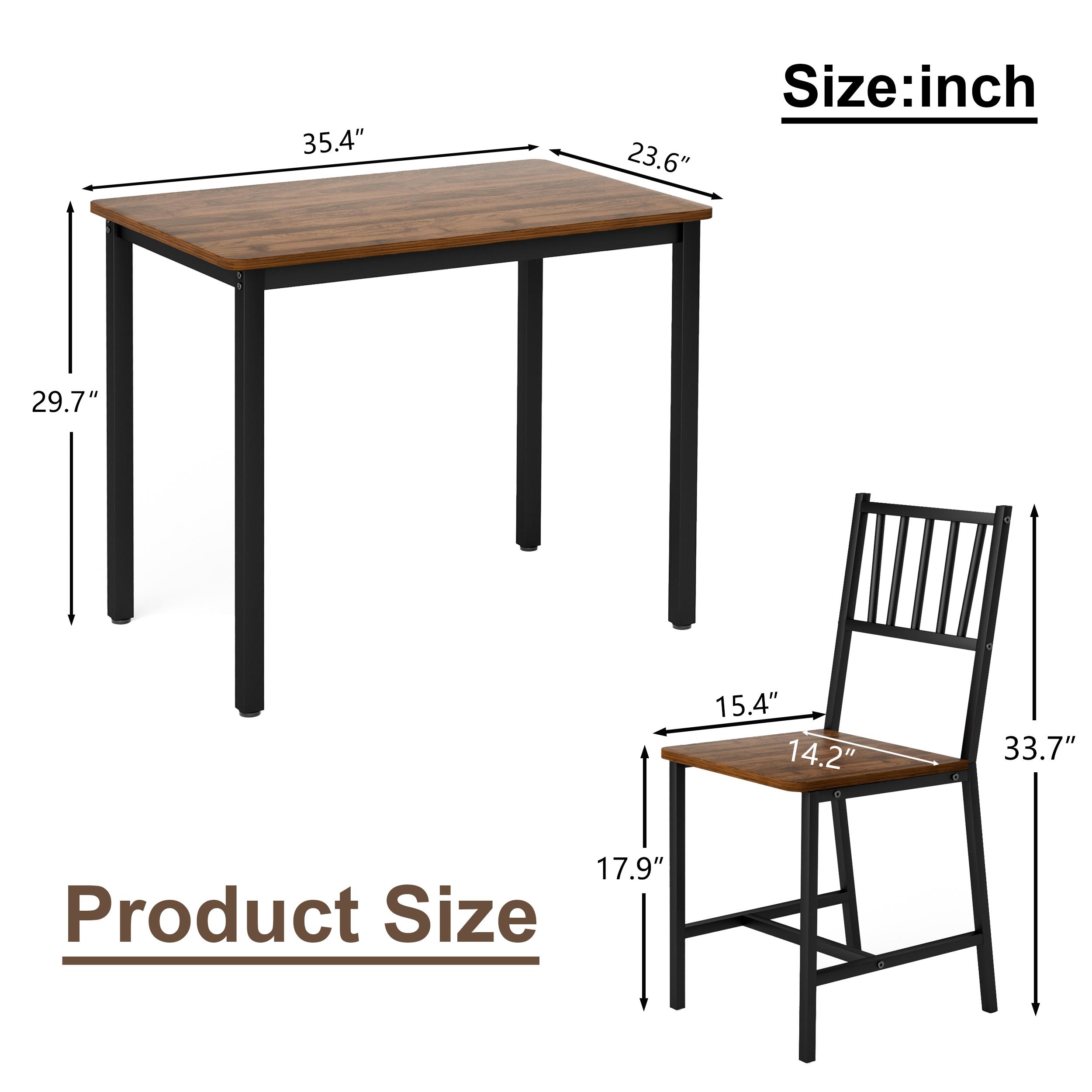 Dining Table Set, Bar Table with 2 Dining Benches, Kitchen Table Counter with Chairs, Industrial for Kitchen Breakfast Table, Living Room, Party Room, Rustic Brown and Black,35.4″L x23.6″W x 29.7″H