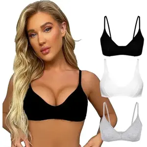 Women's Cotton Bralette Seamless Wireless Bra - Soft Unlined Comfort Bra for Sleeping, Everyday Wear(Sheet)