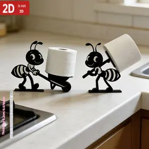 2D Flat Printing, 2-Pack New Ant-Shaped Tissue Holder, Acrylic Material, Creative Decor for Bathroom & Living Room, Multifunctional Art Ornament for Toilet Paper Storage.