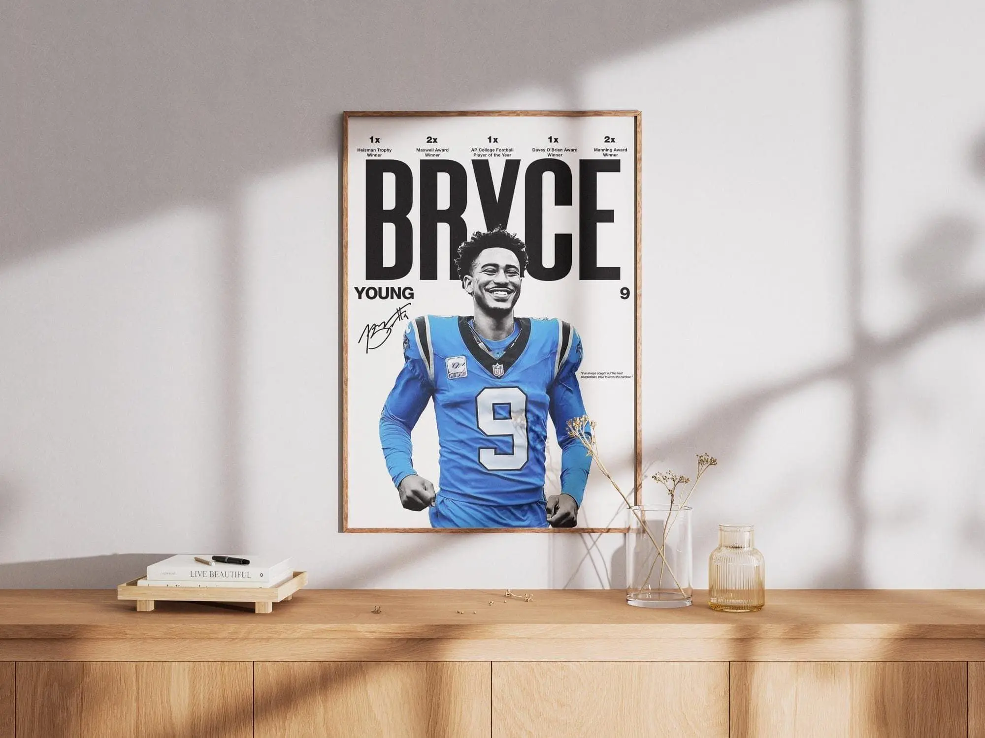 Bryce Young Poster, Carolina Panthers Print, Heisman Winner Poster, Minimalist Sports Decor, Panthers Gift, Download( Unframed - Print Only )