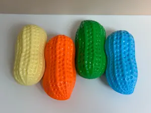 Squeaky Peanut - Colorful Bouncy Dog Toy in Peanut Shape for Fun and Active Playtime - Yellow Orange Green Blue Options