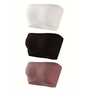A Set of Three Women'S Bandeau Bras, Strapless And Without Padding