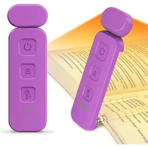 Reading Light, Rechargeable Book Light for Reading in Bed - Eye Caring 3 Color Temperatures, 5-Level Dimmable Brightness, Long Lasting, Compact Size Clip on Book Lamp for Bookworms-Dark Purple