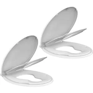 2-Pack Potty Training Toilet Seats, 17" Round with Built-In Toddler Function, Stable No-Wiggle Design for Child and Adult, Easy Install with Detachable Seat