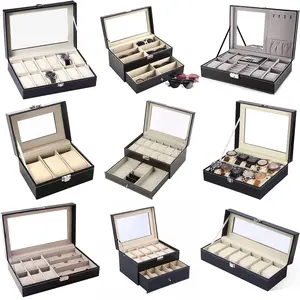 1pc Watch Box, 12 Compartment Watch Organizer, Jewelry Storage Box, Men Women Watch Display Case, Leather Watch Box