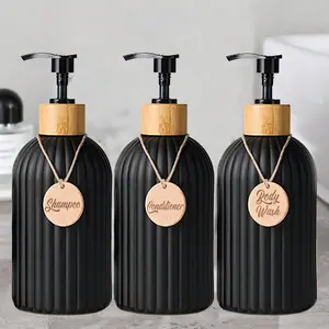 500ml Empty Refillable Shampoo Bottle, 3 Counts Portable Press Type Shampoo Dispenser Bottle, Bathroom Shower Gel Bottle for Home Travel, Shampoo Conditioner Dispenser