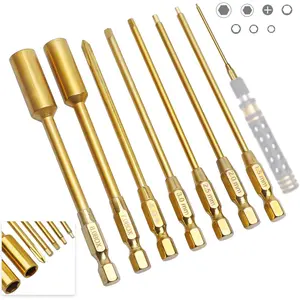 Titanium RC Hex Bits Set 1.5/2.0/2.5/3.0mm Allen Wrench Keys M4 Lock Nuts Driver, Phillips Bit for RC Hex Head Screws Compatible with 1/4" Drive Drill