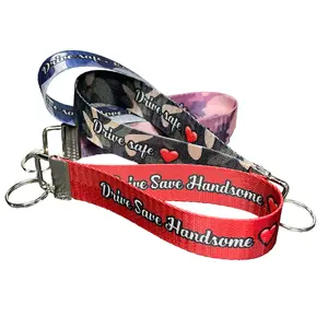 Drive Safe Personalized Name Nylon Key Fob - Custom Wristlet Keychain for Valentines Day and Couples