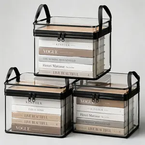[3-Pack] Large Clear Plastic Storage Bags with Heavy Duty Handles, Zippered Clothes & Book Organizer Bins, Waterproof Transparent Moving Totes for Closet, Closet Organization and Storage