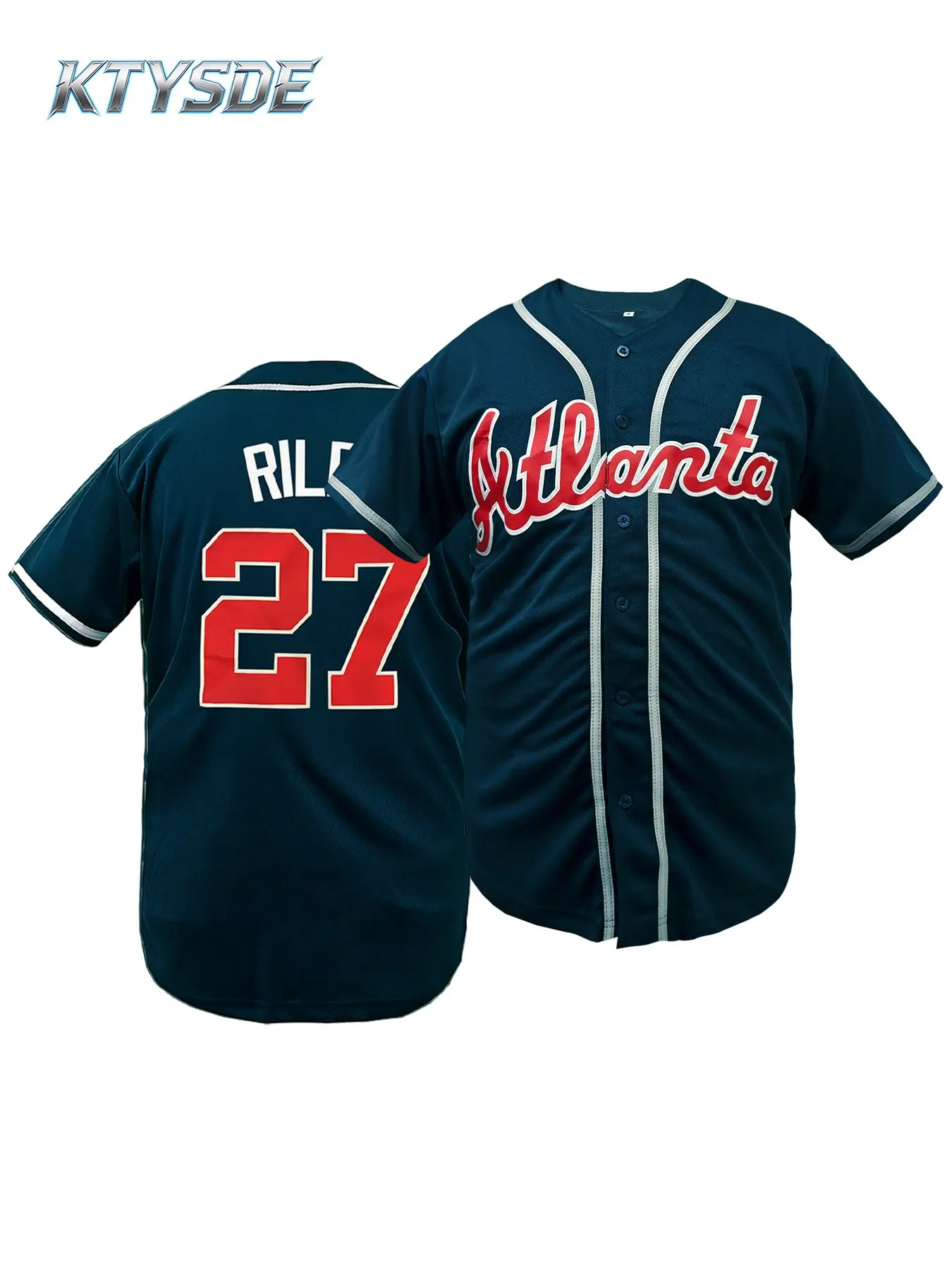 KTYSDE Men's #13 Acuna Atlanta Vintage Embroidered Casual Baseball Jersey Athletic Tops