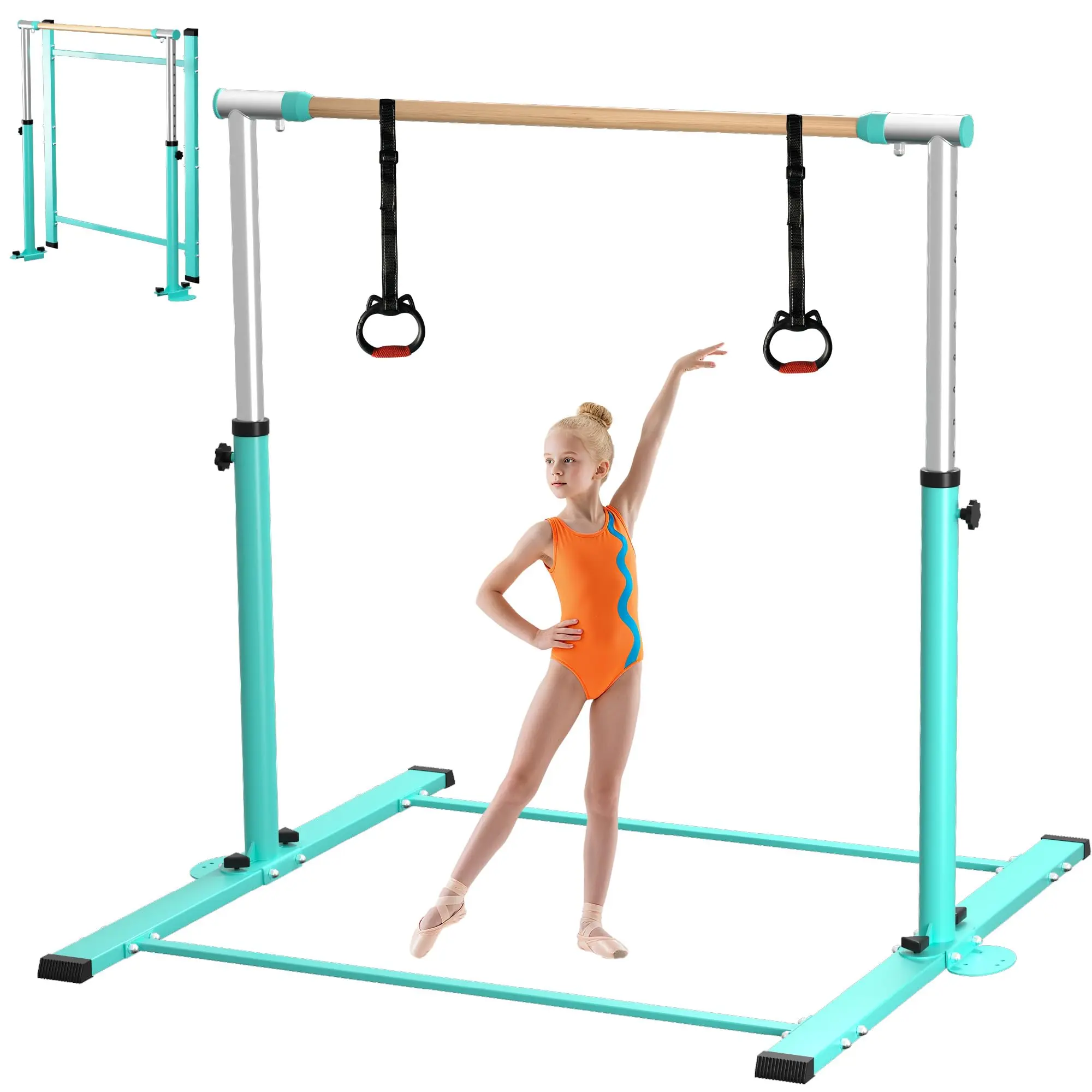 Gymnastic Kip Bar,Horizontal Bar for Kids Girls Junior,3' to 5' Adjustable Height,Home Gym Equipment,Ideal for Indoor and Home Training,300lbs Weight Capacity