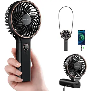 Handheld Portable Fan, 5000mAh Rechargeable Battery, 6 Speed Wind, LED Digital Display, Foldable Electric Personal Mini Travel Fan with Backup Power, Summer Essentials Gifts for Women Girl