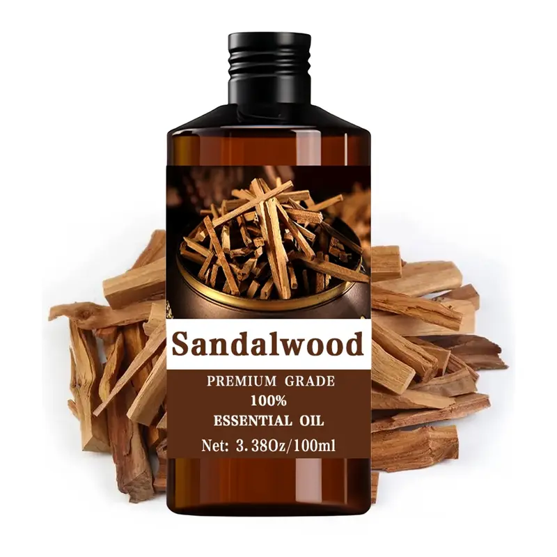 Sandalwood Essential Oil 100ML/3.38 Fl Oz, 100% Pure Therapeutic Care Grade, Hair & Skin Care, Massage, Aromatherapy Fragrance Oil, Diffuser Humidifier, Natural Scent, Aromatic Woody, Long-Lasting Moisturizing, for Fitness, Aromatherapy Scented Oils