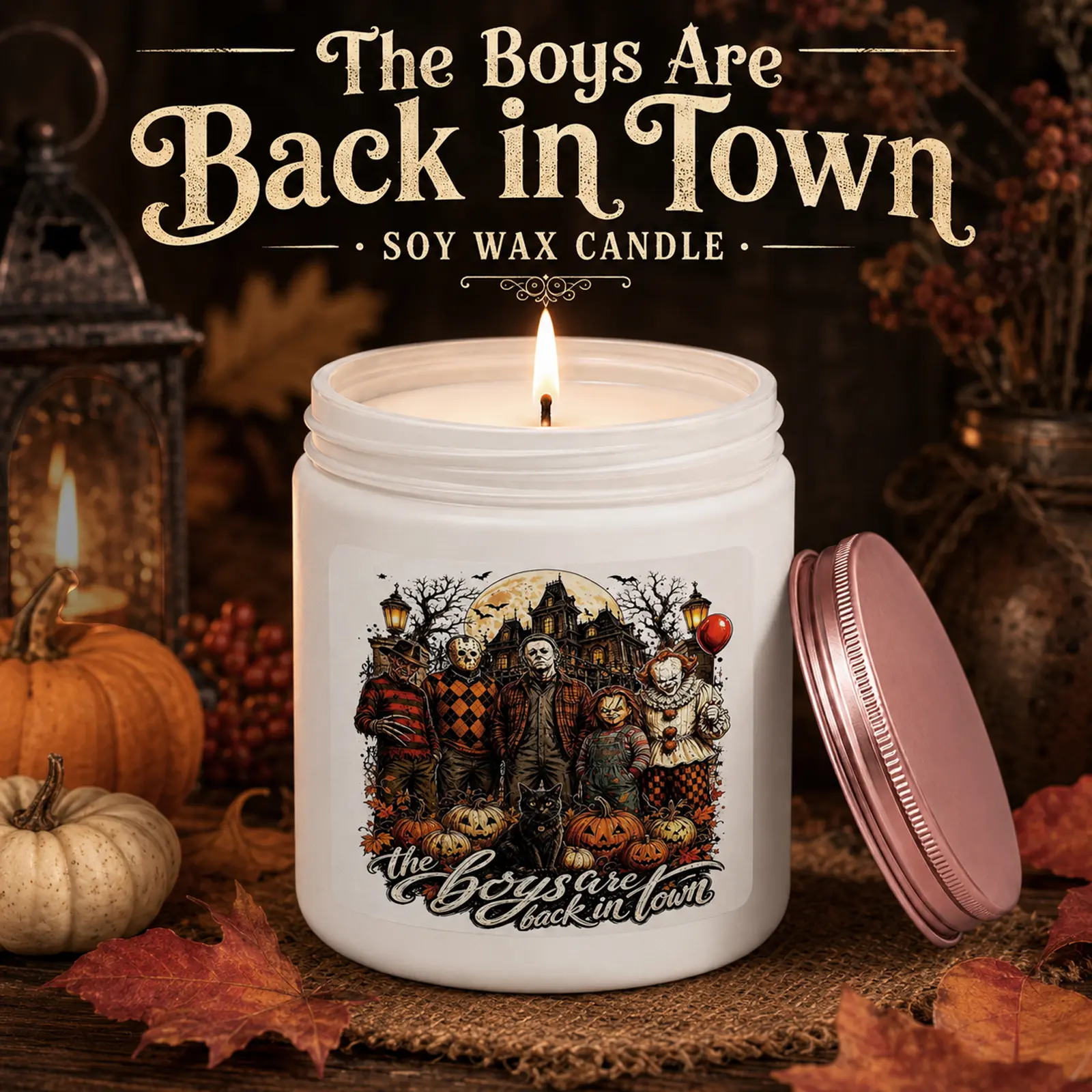 1Pc Handmade Soy Candle, Halloween Horror Character Design, Scented Soy Wax Aromatherapy Candle, Spooky Movie Inspired Home Fragrance, Horror Fan Gift, Halloween Birthday Christmas Gift, Bedroom Movie Room Decor