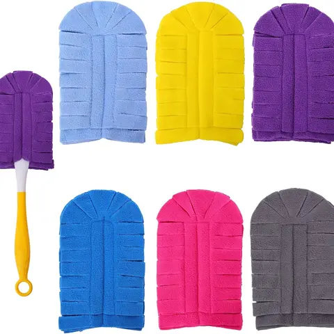 6-Pack Mixed Textile Polar Fleece Refill-Type Dusters, Multifunctional Removable & Washable Heavy-Duty Cloths (7.8in x 4.7in), Compatible with Swiffer Hand Duster, for Blinds Dusting & Car Interior Cleaning
