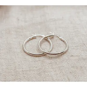 3mm Silver French Lock Tube Hoops