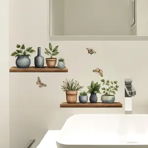 A set (30*40cm*2pcs) of leaf and butterfly 2D flat wall stickers, Decorative Decal, for home decoration, self-adhesive, M21180-KR