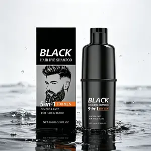 5-in-1 Black Hair Color Shampoo 100ml – Easy At-Home Tint for Men, Simple Hair & Beard Color Application