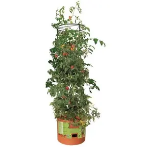 212 MAIN Hydrofarm GCTB Tomato Barrel with 4 ft. Tower, Self-Watering Elevated Planting Box, Sturdy Frame for Climbing Plants Outdoor, Vine Support