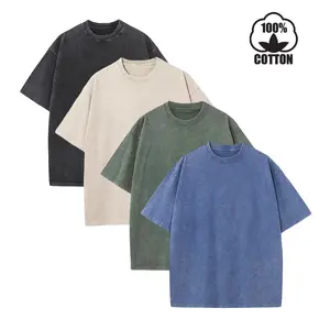1/3/4 Pack Oversized Tshirts Unisex Gym Vintage Heavyweight T Shirts Cotton Workout Acid Wash Baggy Tees