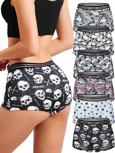 6-Pack Gothic Lace Trim Women's Underwear Set, Elastic Cuffs, Wide Waistband, Comfortable Fit, All Seasons, Casual Style, 6 Pieces, Trim Lace Panty, Casual Comfy Panties