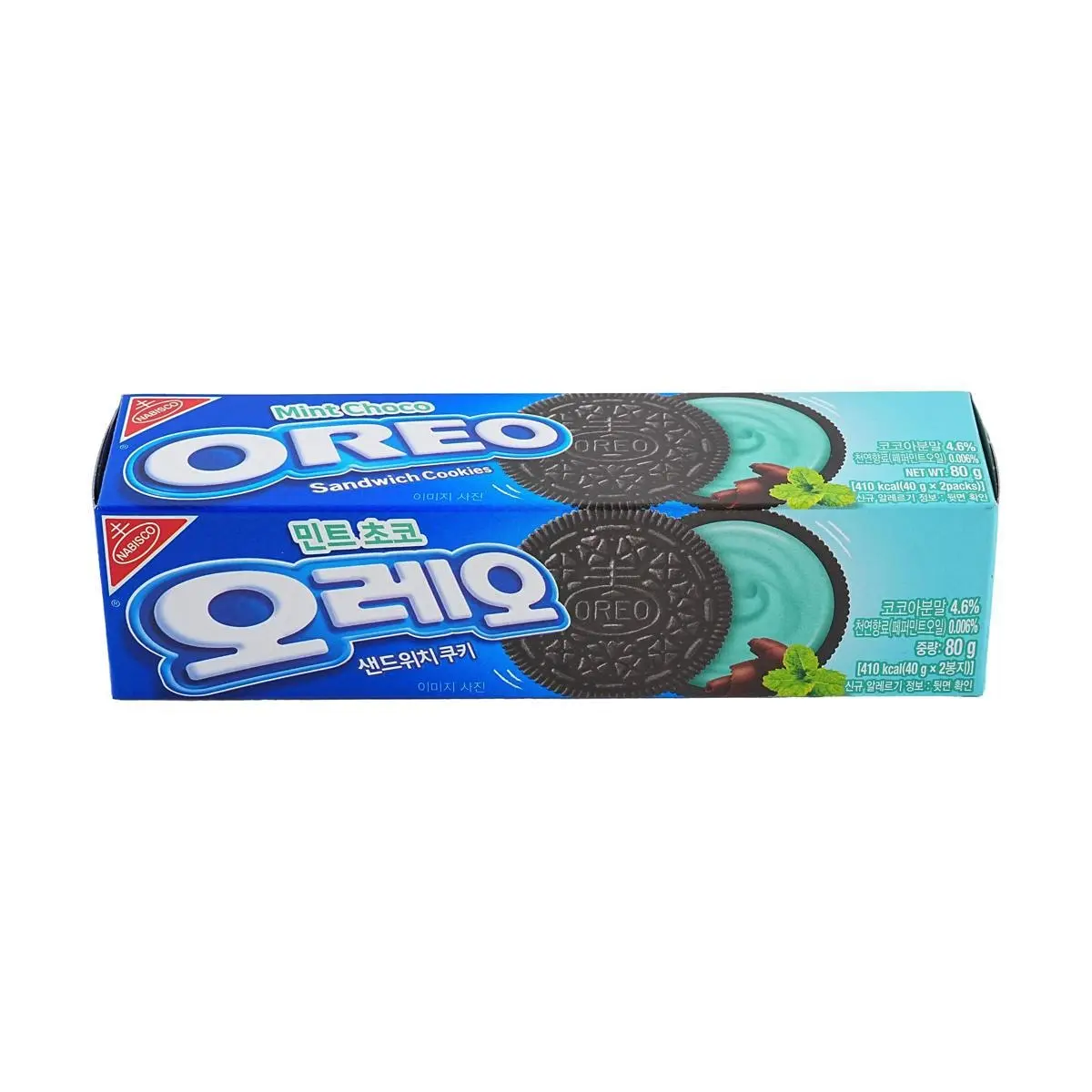 Oreo Korea Mint Chocolate Cream Imported Cocoa Crispy Sandwich Cookies, 80g - Refreshing Mint Flavor Snack Biscuit