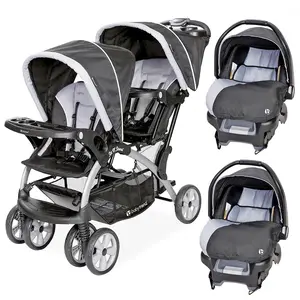 Baby Trend Sit N Stand Baby Double Stroller and 2 Infant Car Seat Combo, Stormy Baby Trend Sit N Stand Baby Double Stroller and 2 Infant Car Seat Combo, Stormy