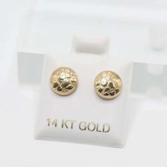 14K Gold Round Nugget Stud Earrings - Elegant and Durable 14K Gold Round Nugget Stud Earrings - Elegant and Durable