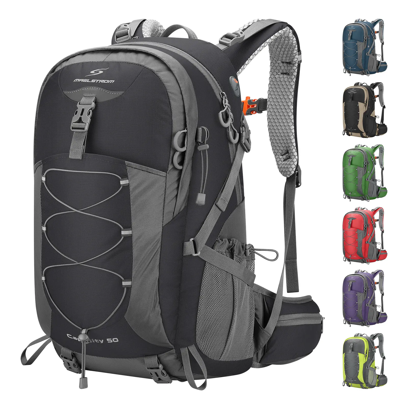 Maelstrom 40L/50L Hiking Backpack, Lightweight Camping Daypack with Rain Cover