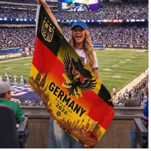 Germany 2026 Soccer Fan Flag Banner 3x5 FT and 2x3 FT, National Football Supporter Decor, Outdoor Indoor Wall Hanging for Home, Garage and Sports Room.