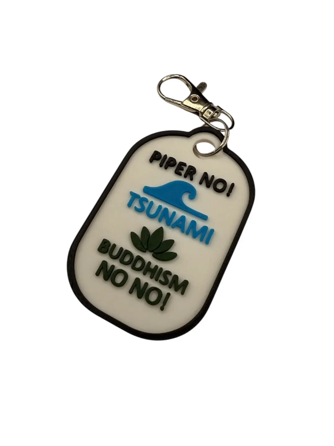 White Lotus Keychain Piper No! Tsunami, Buddhism NO! NO! - Trending Must-Have Accessory, Durable Design, Perfect for Gifts