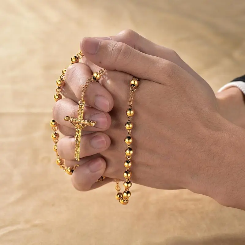 Prayer Rosary Necklace Jesus Cross Crucifix Pendant St. Benedict/ St. Michael/St. Christopher/Virgin Mary Medal Pendant Silver/Golden/Black Stainless Steel Necklace Gifts for Women MenGift Prayer Rosary Necklace Jesus Cross Crucifix Pendant St. Benedict/ St. Michael/St. Christopher/Virgin Mary Medal Pendant Silver/Golden/Black Stainless Steel Necklace Gifts for Women MenGift
