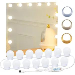 LED Vanity Lights for Mirror,Adjustable Color Temperature and Brightness,Mirror Lights with 14 Dimmable Bulbs for Makeup Dressing Lighting,Mirror Not Included