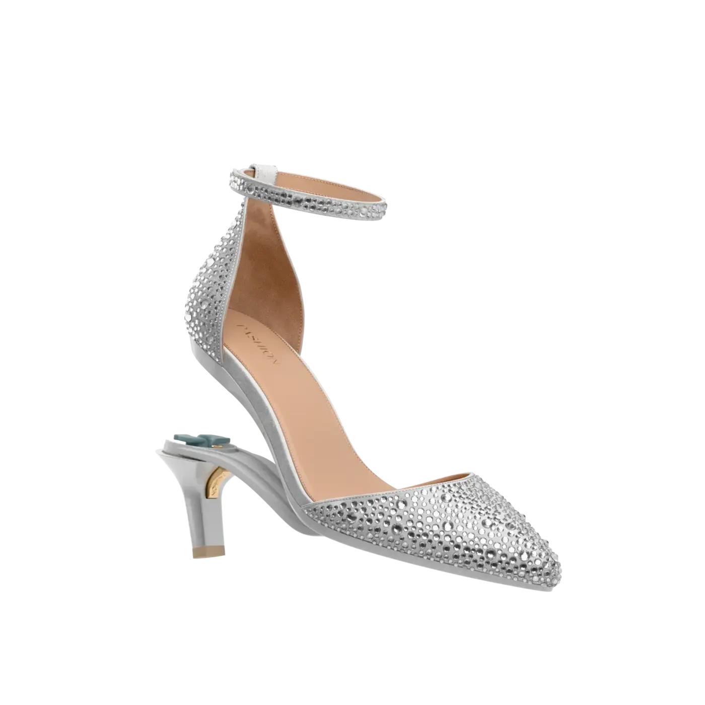 D'Orsay Pump - Silver Mixed Rhinestone 3" Stiletto