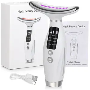 Rechargeable facial and neck care device, Facial care instrument, with 7 modes, USB charging, vibration heating massage, ergonomic design, suitable for home use - ideal gift for women, daily skincare assistant, with digital display function