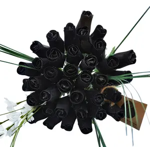 Halloween all Black Wooden Rose Flower Bouquet