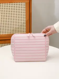 New Super Practical Large Capacity Beautiful Storage Bag Travel Commuting Direct Sales Striped Three-Dimensional Makeup Bag Makeup Organizer Pouch Travel Cosmetic Bag