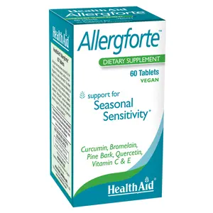 AllergForte 60 Tabs, Support For Seasonal Allergies, Curcumin, Bromelain, Pine Bark, Quercetin, Vitamin C & E, Vegan