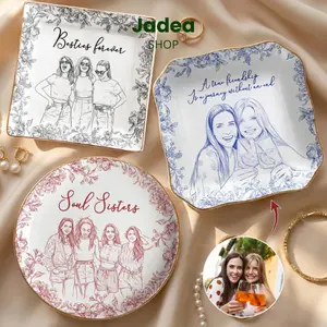 Custom Best Friend Photo Jewelry Dish, Besties Picture Trinket Tray Toile De Jouy Style, Gift For Soul Sister Gift, Ring Holder Gift For Her
