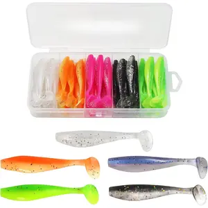 50 Pcs Soft Fishing Lures Plastic Paddle Tail Swim Baits Kit for Bass Trout Walleye Crappie 5 Mixed Colors Fishing Soft Plastic Lure Kit 5.5CM