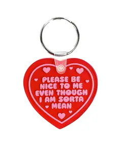 Be Nice To Me Vinyl Heart Keychain